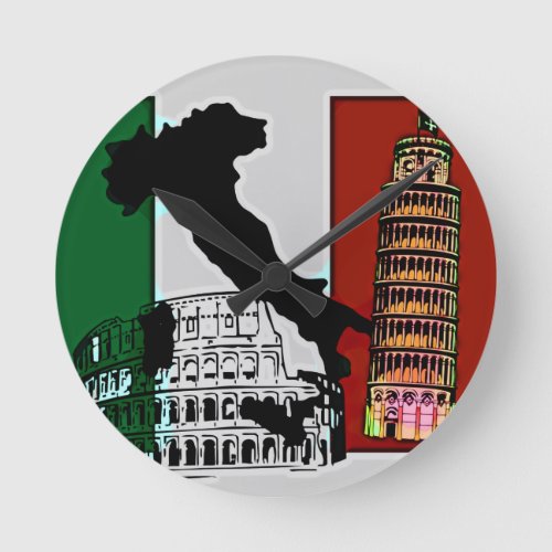 Italian Flag Round Clock