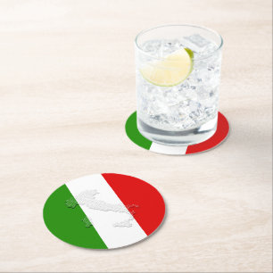 Italian flag round paper coaster