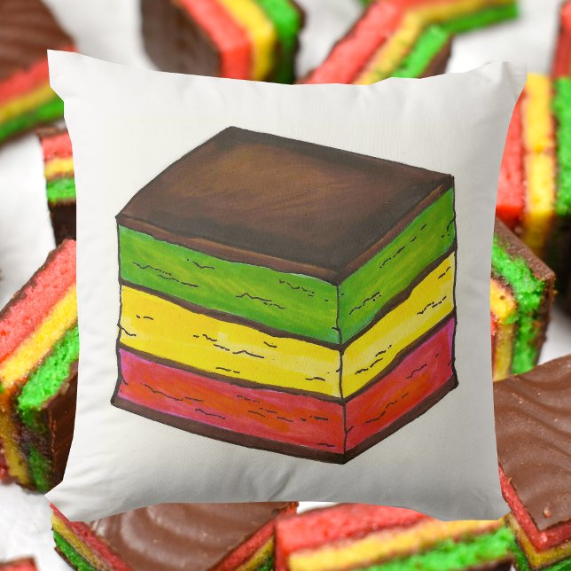 Italian Flag Seven Layer Tricolor Rainbow Cookie Throw Pillow (Italian Rainbow Cookie Pillow)
