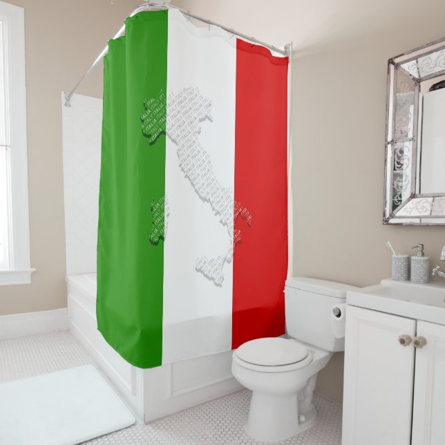 Italian flag shower curtain (In Situ)