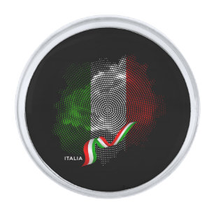 Italian flag silver finish lapel pin