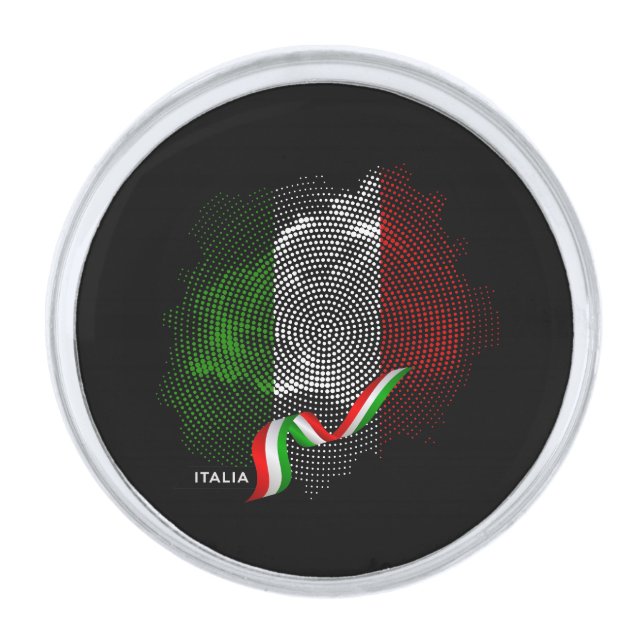 Italian flag silver finish lapel pin (Front)