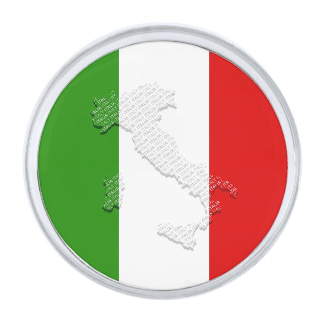 Italian flag silver finish lapel pin (Front)
