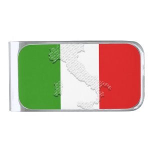 Italian flag silver finish money clip
