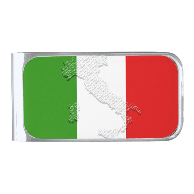 Italian flag silver finish money clip (Front)