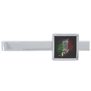 Italian flag silver finish tie bar