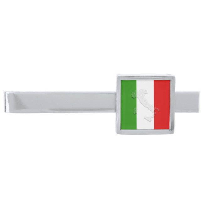 Italian flag silver finish tie bar (Front)