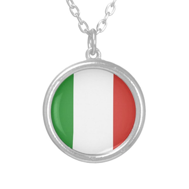 Italian Flag Silver Plated Necklace (Front)