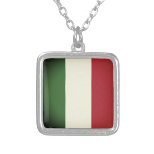 Italian Flag Silver Plated Necklace