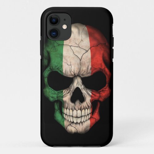 Italian Flag Skull on Black iPhone 11 Case