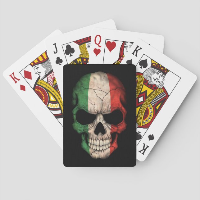Italian Flag Skull on Black Poker Cards (Back)