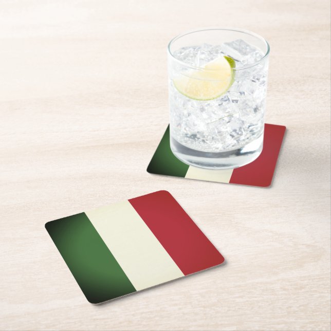 Italian Flag Square Paper Coaster (Insitu)