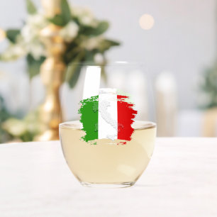 Italian flag stemless wine glass