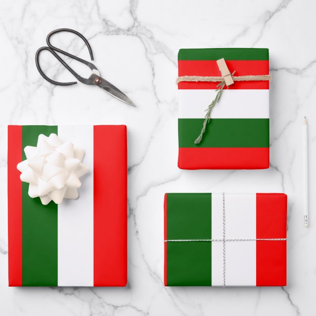 Italian Flag Stripes Design  Wrapping Paper Sheets (Front)