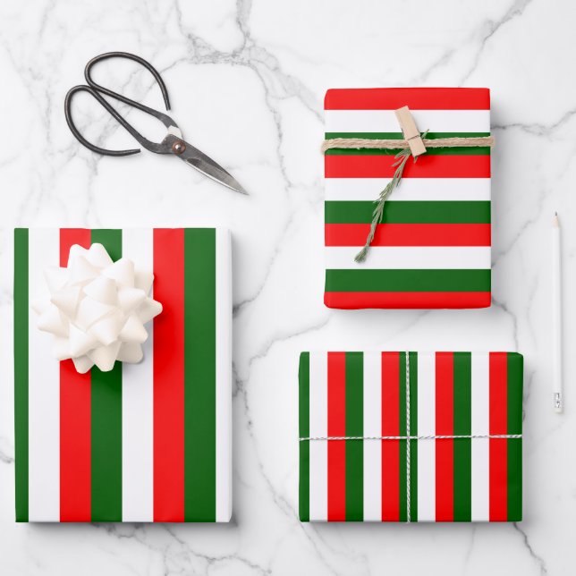 Italian Flag Stripes Design  Wrapping Paper Sheets (Front)