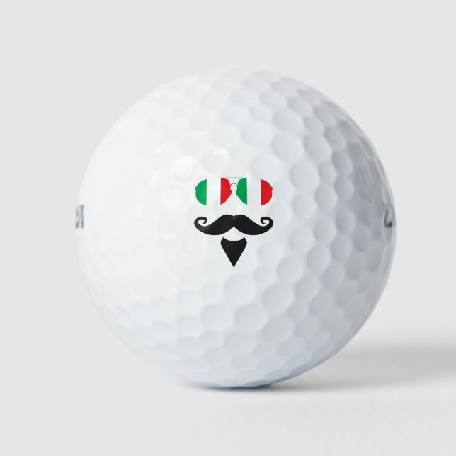 Italian Flag Sunglasses Mustache Golf Balls (Front)