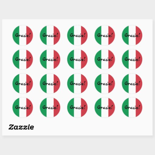 Italian Flag Thank You Grazie Classic Round Sticker Zazzle 7206