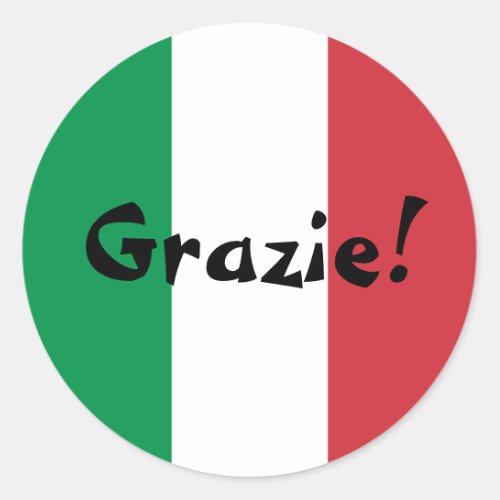 Italian Flag Thank You Grazie Classic Round Sticker