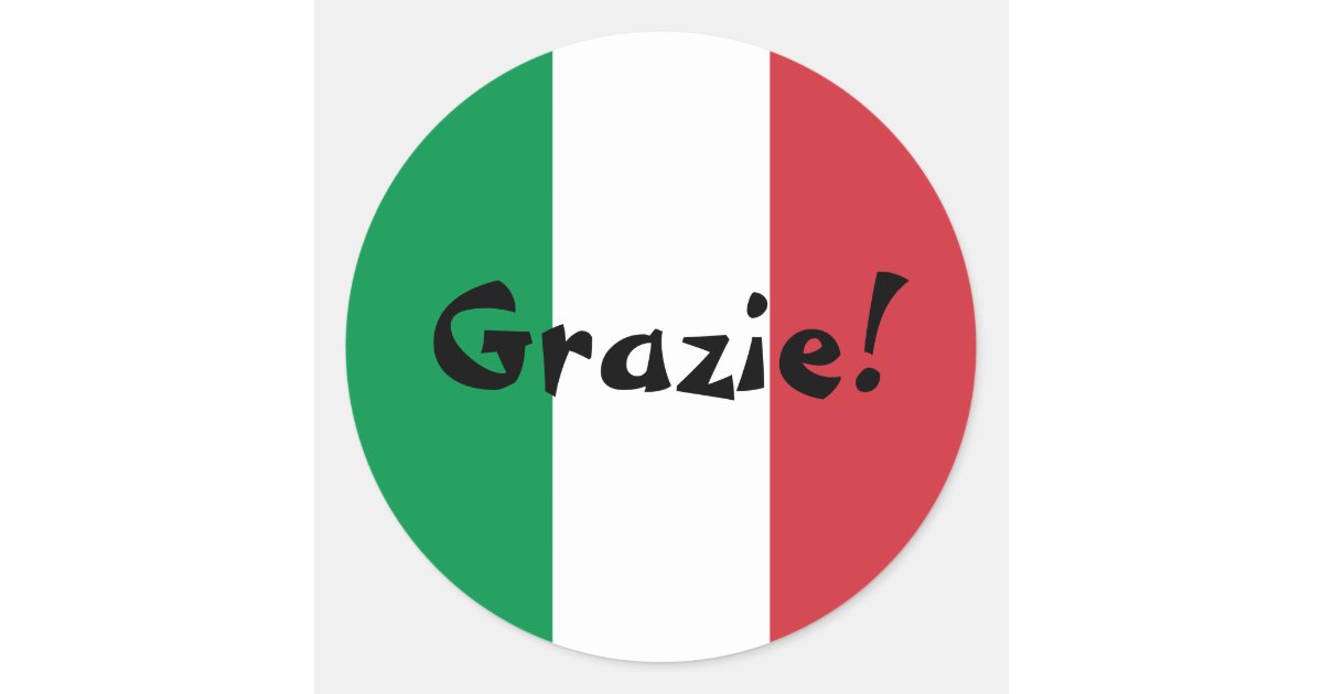 Italian Flag Thank You Grazie! Classic Round Sticker | Zazzle