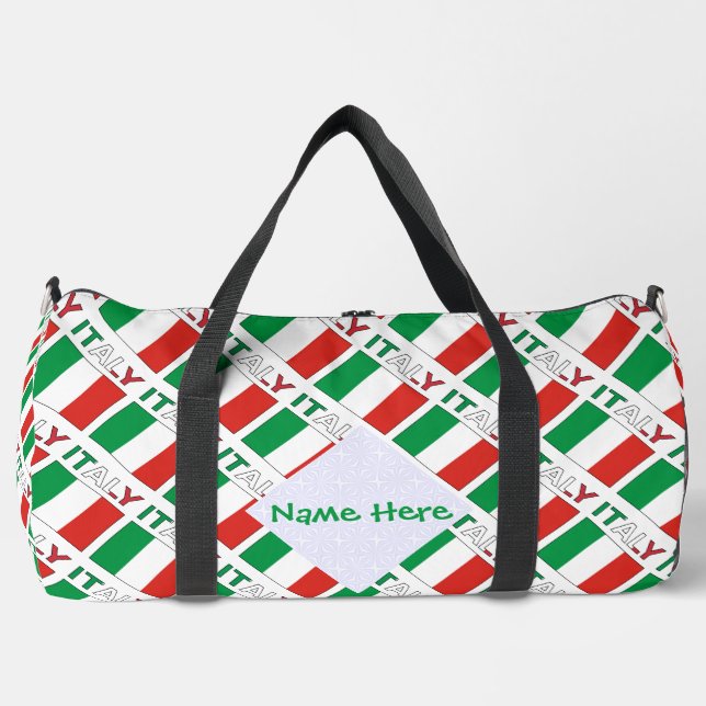Italian Flag Tiled Personalized Heritage Design Duffle Bag (Front)