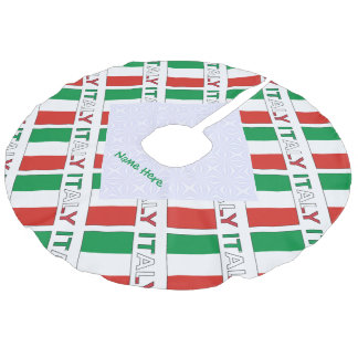 Italian Flag Tiled Personalized Heritage Design Faux Linen Tree Skirt