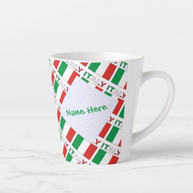 Italian Flag Tiled Personalized Heritage Design Latte Mug (Right)