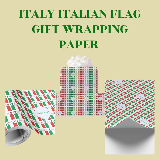 Italian Flag Tiled Personalized Heritage Design Wrapping Paper (Creator Uploaded)