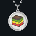 Italian Flag Tricolor Rainbow Seven 7 Layer Cookie Silver Plated Necklace<br><div class="desc">Features an original marker illustration of a delicious Italian rainbow (seven layer) cookie!

Don't see what you're looking for? Need help with customization? Contact Rebecca to have something designed just for you.</div>
