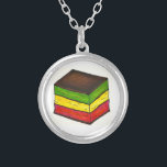 Italian Flag Tricolor Rainbow Seven 7 Layer Cookie Silver Plated Necklace<br><div class="desc">Features an original marker illustration of a delicious Italian rainbow (seven layer) cookie!

Don't see what you're looking for? Need help with customization? Contact Rebecca to have something designed just for you.</div>
