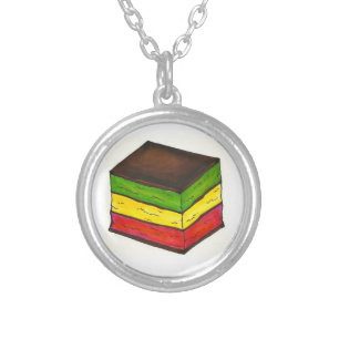 Italian Flag Tricolor Rainbow Seven 7 Layer Cookie Silver Plated Necklace