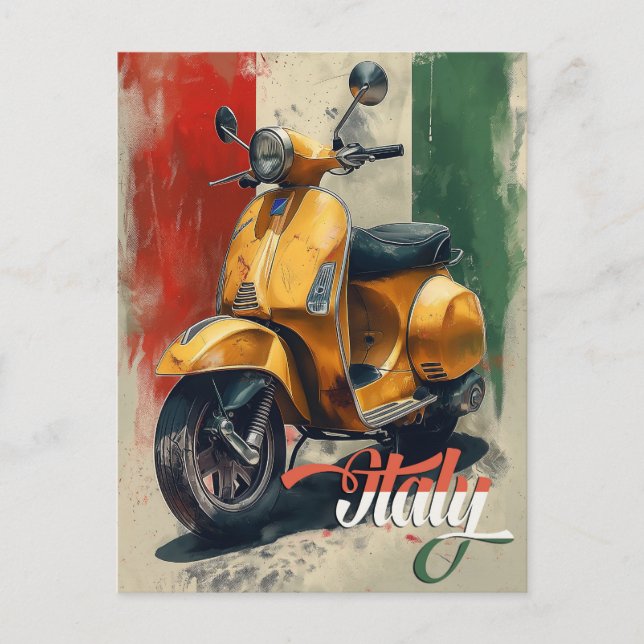 Italian Flag Vespa Scooter  Postcard (Front)