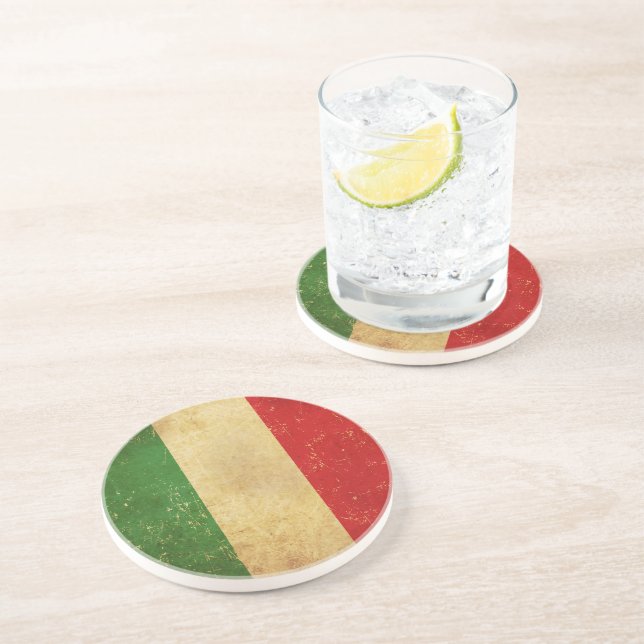 Italian Flag Vintage Grunge Design Coaster (Side)