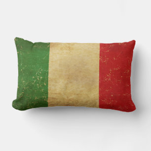 Italian Flag Vintage Grunge Design Lumbar Pillow