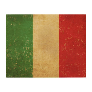 Italian Flag Vintage Grunge Design Wood Wall Art