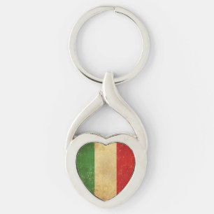 Italian Flag Vintage Grunge Metal Keychain