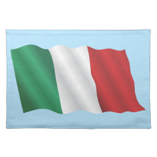 Italian Flag Waving in the Wind Under Blue Sky Cloth Placemat