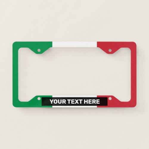 Italian Flag White Text Personalized License Plate Frame