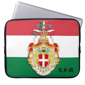 Italian Flag With Coat Of Arms Laptop Sleeve. Laptop Sleeve by Irisangel at Zazzle