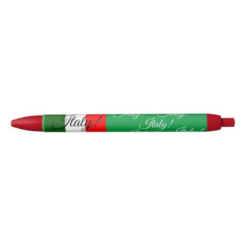 Italian Flag with Flag Colors  White Elegant Text Black Ink Pen