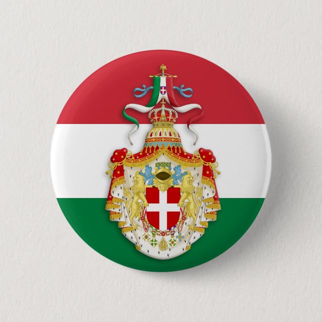 Italian Flag with insignia of the Kingdom of Italy Button (Front)