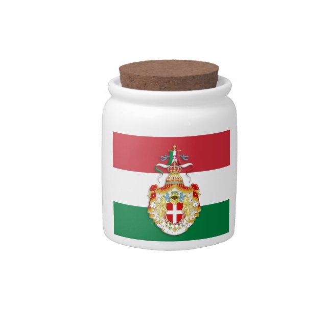 Italian Flag with insignia of the Kingdom of Italy Candy Jar (Front)