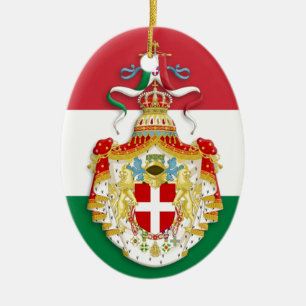 Italian Flag with insignia of the Kingdom of Italy Ceramic Ornament