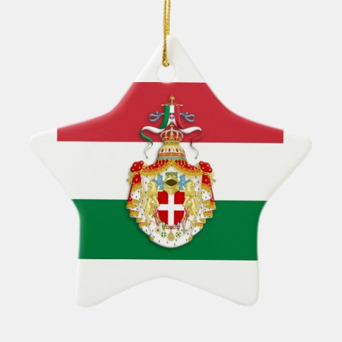 Italian Flag with insignia of the Kingdom of Italy Ceramic Ornament