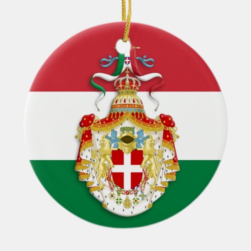 Italian Flag with insignia of the Kingdom of Italy Ceramic Ornament