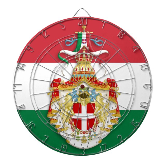 Italian Flag with insignia of the Kingdom of Italy Dart Board (Front)