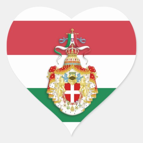 Italian Flag with insignia of the Kingdom of Italy Heart Sticker