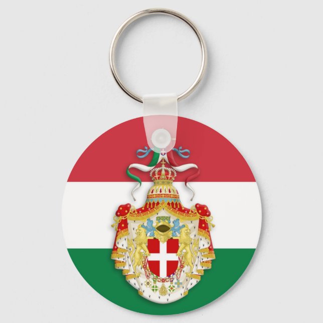 Italian Flag with insignia of the Kingdom of Italy Keychain (Front)