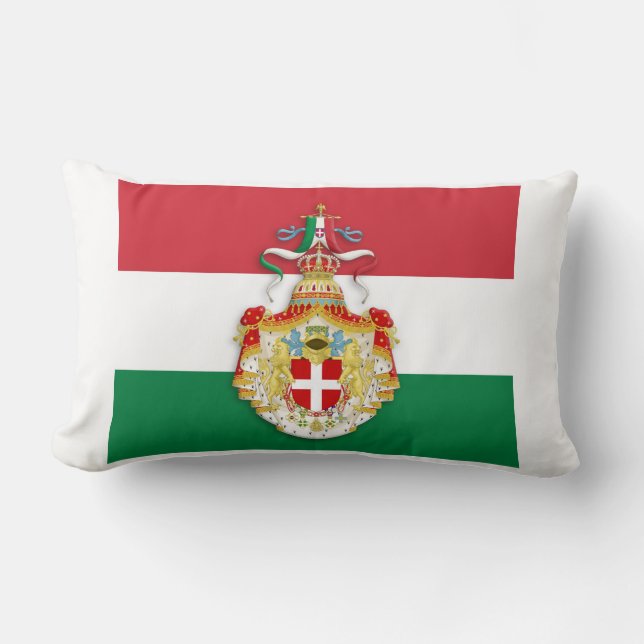 Italian Flag with insignia of the Kingdom of Italy Lumbar Pillow (Front)