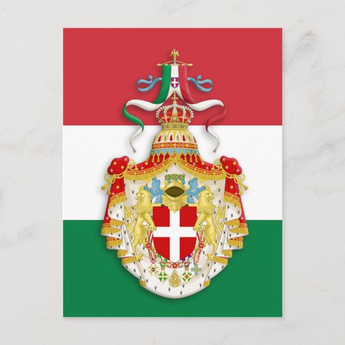 Italian Flag with insignia of the Kingdom of Italy Postcard | Zazzle.com