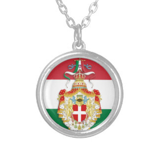 Italian Flag with insignia of the Kingdom of Italy Silver Plated Necklace